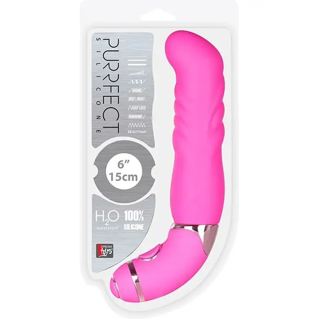 Розовый силиконовый вибратор PURRFECT SILICONE 6INCH 10FUNCTIONS - 15 см - Purrfect Silicone. Фотография 2.