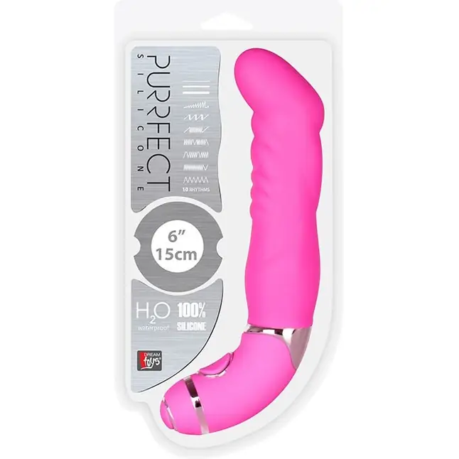 Розовый вибростимулятор точки G PURRFECT SILICONE 6INCH 10FUNCTIONS - 15 см - Purrfect Silicone. Фотография 2.