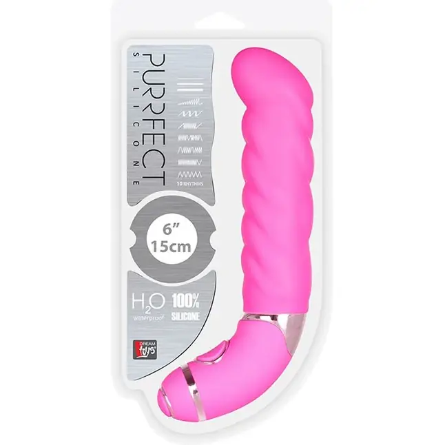 Розовый силиконовый вибростимулятор точки G PURRFECT SILICONE 6INCH 10FUNCTIONS - 15 см - Purrfect Silicone. Фотография 2.