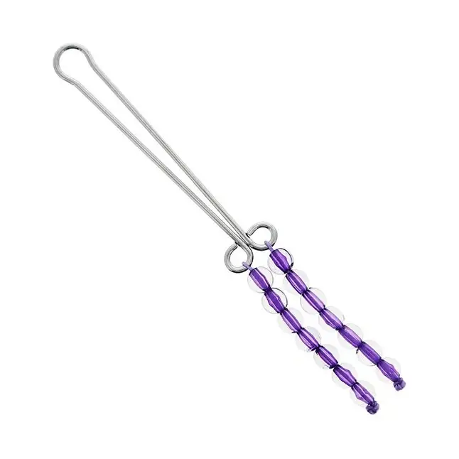 Зажим на клитор с фиолетовыми бусинами CLIT CLIPS PURPLE