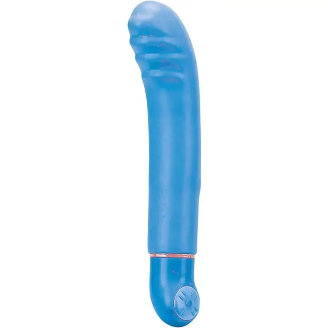Синий вибратор с ребристой головкой PURE 8 G-SPOT BLUE - 20 см - Pure Vibes