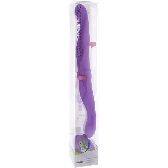 Фиолетовый двусторонний вибратор PREMIUM RANGE VIBRATING DOUBLE DONG - 33 см - Premium Range. Фотография 2.