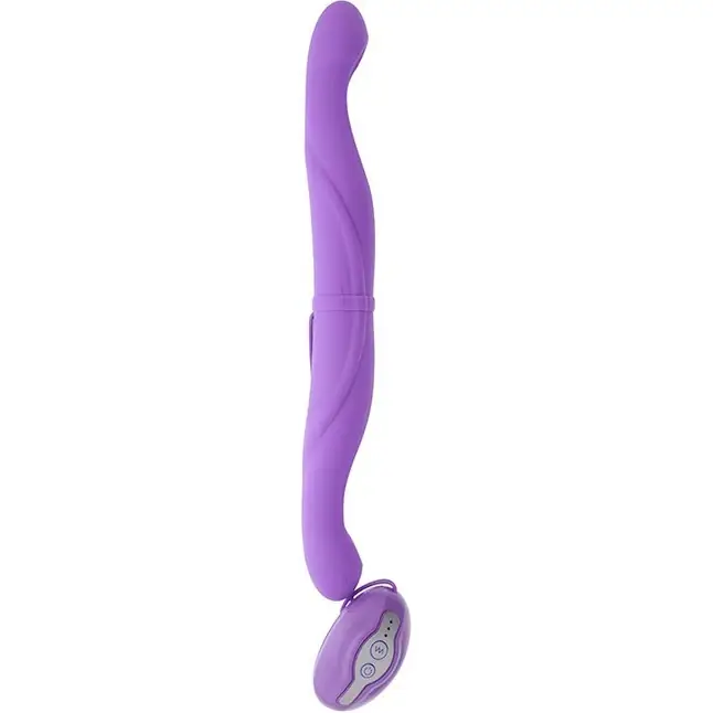 Фиолетовый двусторонний вибратор PREMIUM RANGE VIBRATING DOUBLE DONG - 33 см - Premium Range