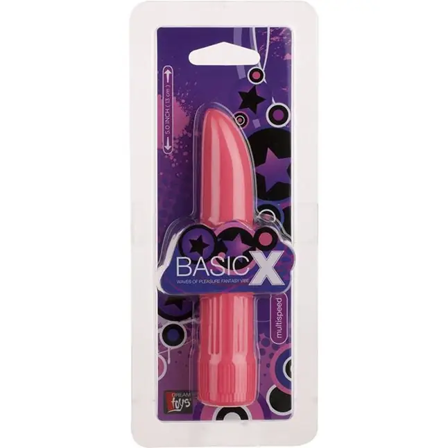 Классический розовый вибратор со скошенным кончиком BASICX MULTISPEED VIBRATOR - 13 см - BasicX. Фотография 2.