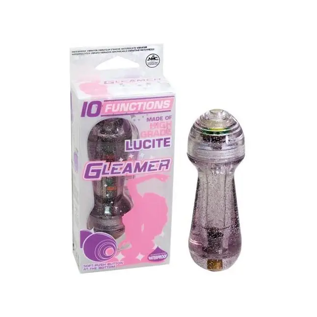 Фиолетовый мини-вибратор с блёстками Gleamer - 11,5 см. Фотография 2.