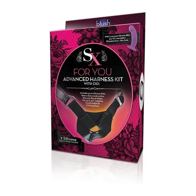 Изогнутый фаллоимитатор с креплением на регулируемом поясе ADVANCED HARNESS KIT WITH CICI - 15 см - SX Collection. Фотография 2.