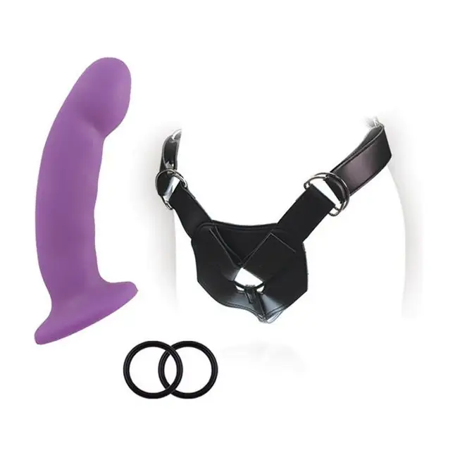 Изогнутый фаллоимитатор с креплением на регулируемом поясе ADVANCED HARNESS KIT WITH CICI - 15 см - SX Collection
