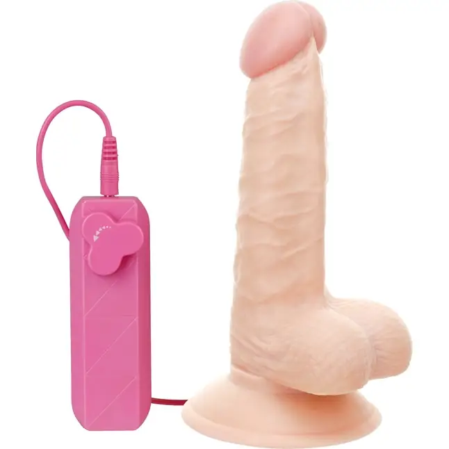 Реалистичный вибромассажёр с присоской и выносным пультом G-GIRL STYLE 6INCH VIBRATING DONG - 15,2 см