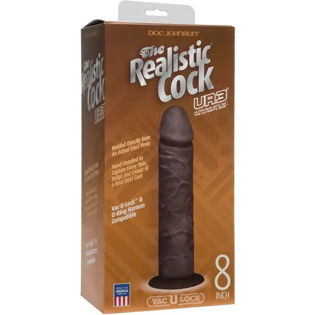 Коричневый фаллоимитатор-страпон - 22 см - The Realistic Cock. Фотография 2.