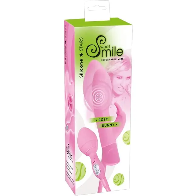 Розовый вибратор с функцией расширения Rosy Bunny - 20 см - Smile. Фотография 6.