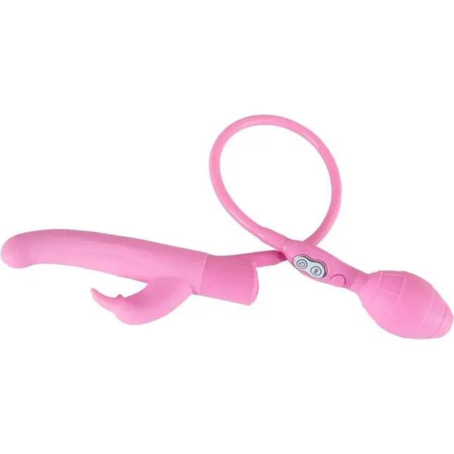 Розовый вибратор с функцией расширения Rosy Bunny - 20 см - Smile