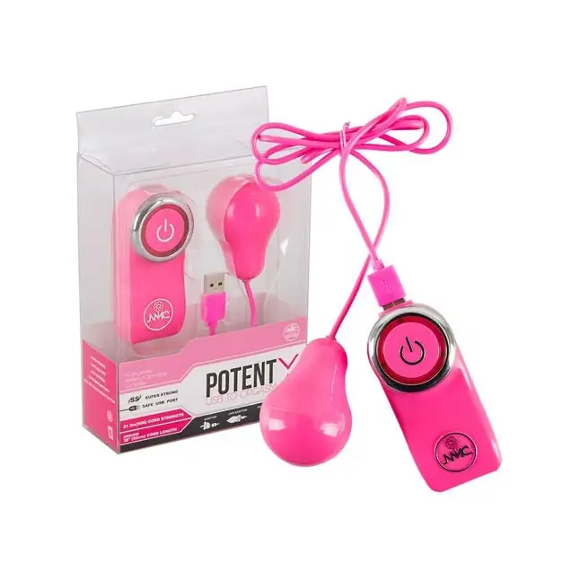 Розовое виброяйцо с контроллером POTENT USB FOR ORGASM