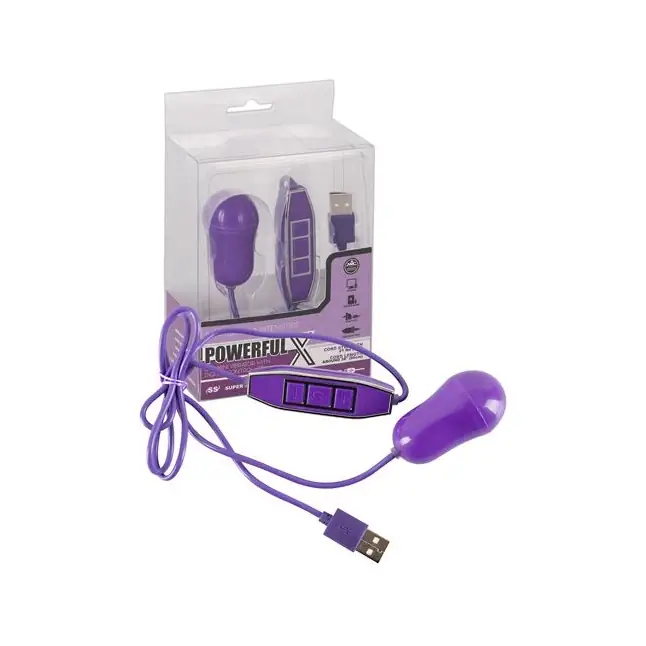 Фиолетовое виброяйцо с питанием от USB Powerful X