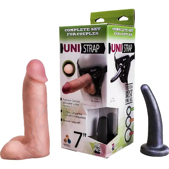 Страпон-унисекс с двумя насадками UNI strap 7 Harness - 19 и 12 см - HARNESS UNI STRAP. Фотография 7.