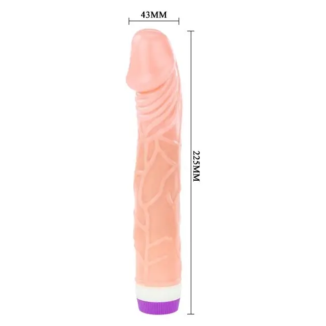 Телесный вибратор Pleasure Fantasy с богатым рельефом - 22,5 см. Фотография 4.