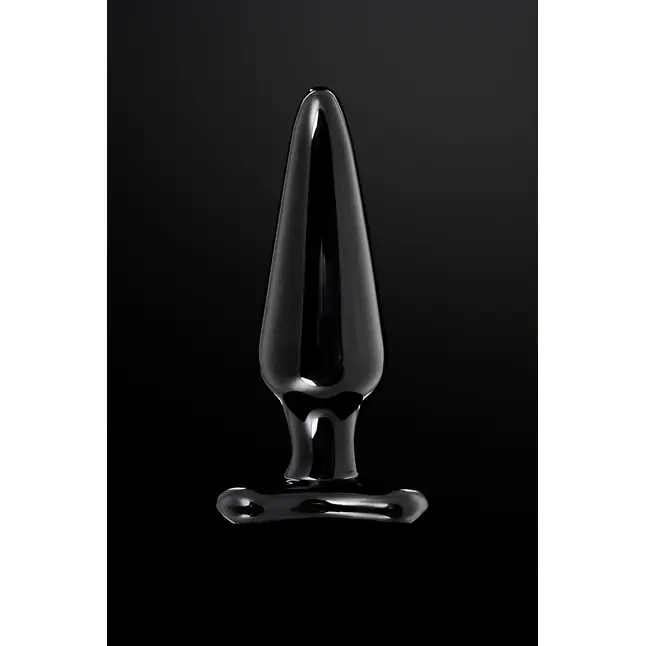 Черная стеклянная анальная втулка - 11 см - Sexus Glass. Фотография 8.
