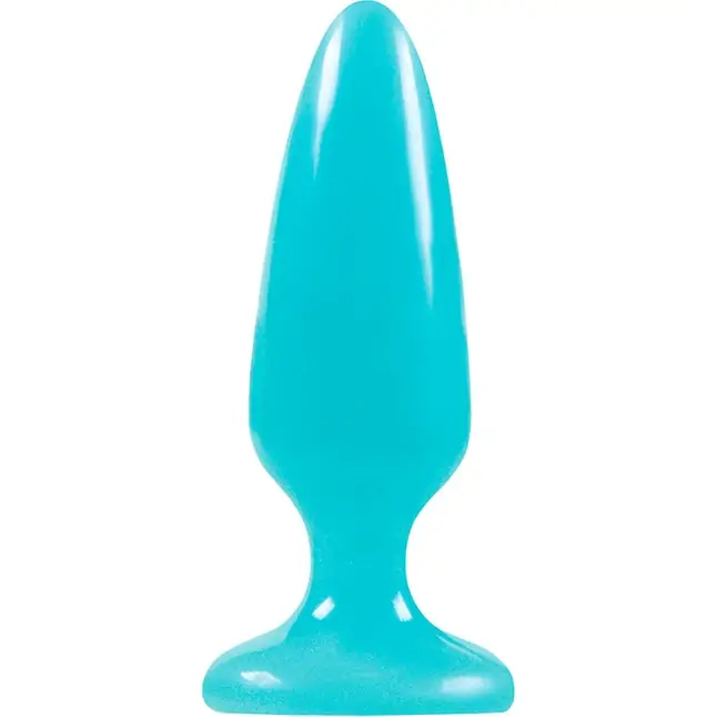 Голубая, светящаяся в темноте анальная пробка Firefly Pleasure Plug Medium - 12,7 см - Firefly. Фотография 2.