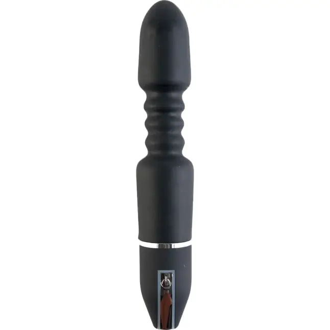 Чёрный анальный вибромассажёр с широкой головкой - 27 см - Black Red