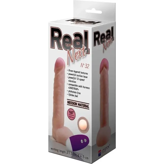 Телесный вибратор на присоске REAL Next №32 - 24,5 см - REAL NEXT. Фотография 4.
