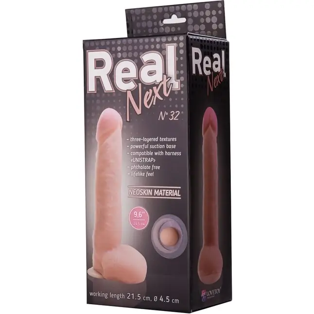Большой фаллоимитатор из неоскин на присоске REAL Next №32 - 24,5 см - REAL NEXT. Фотография 7.