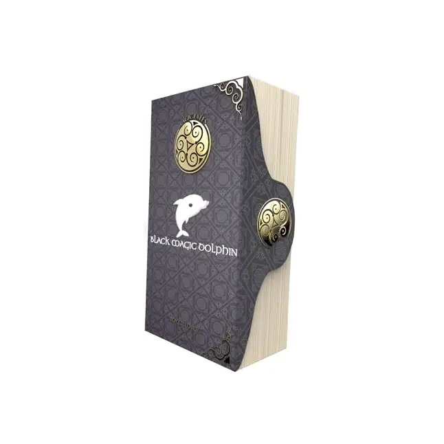 Дымчатый вибратор MAGIC TALES BLACK DOLPHIN с загнутой головкой и клиторальным отростком - 21 см - Magic tales. Фотография 3.