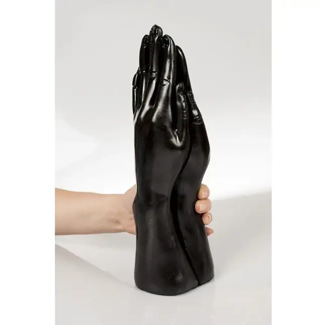 Стимулятор для фистинга с виде сомкнутых рук Dark Crystal Christian Dildo Black - 32 см. Фотография 2.