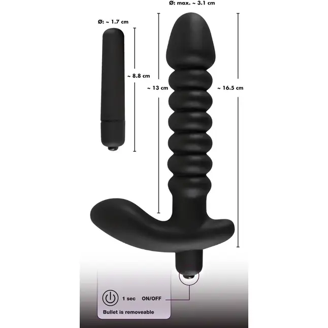 Анальный вибратор среднего размера BLACK VELVETS - 17 см - You2Toys. Фотография 6.