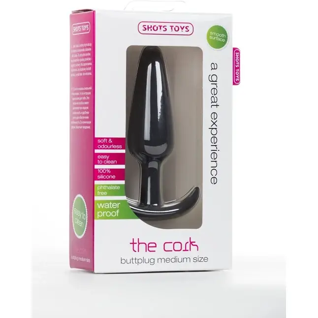 Чёрная анальная втулка The Cork Medium - 12,4 см - Shots Toys. Фотография 2.