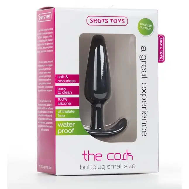Чёрная анальная втулка The Cork Small - 10 см - Shots Toys. Фотография 2.