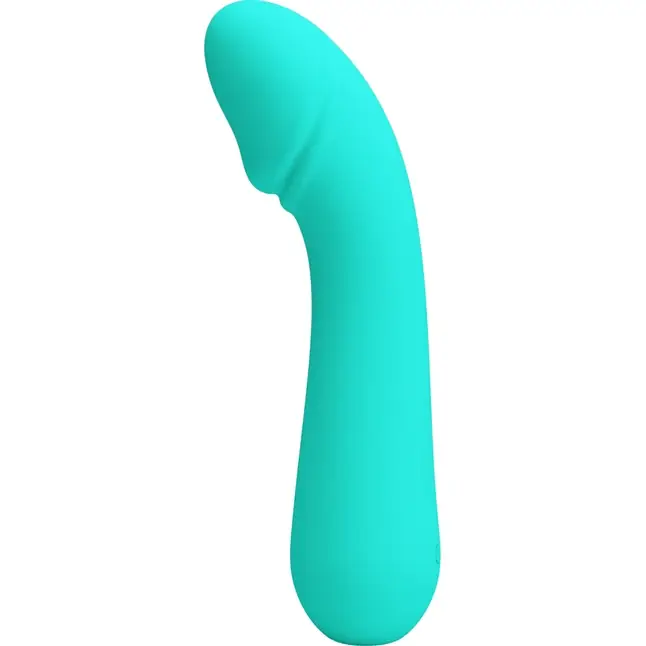 Бирюзовый силиконовый вибратор Cetus для G-точки - 15 см - Pretty Love. Фотография 6.