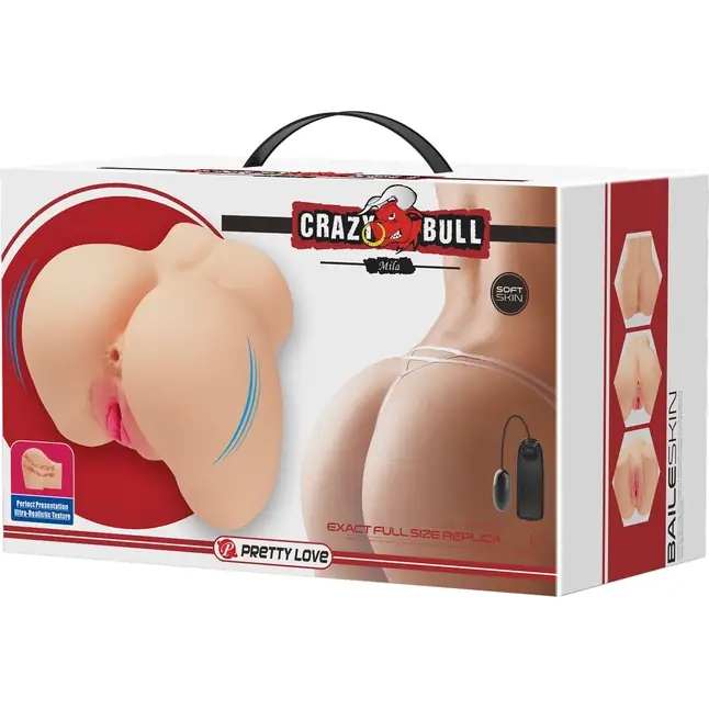 Телесный мастурбатор-полуторс Mila с вибрацией - Crazy Bull. Фотография 9.