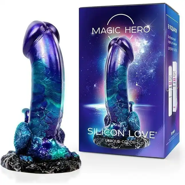 Оригинальный фаллоимитатор с широким фигурным основанием - 19 см - MAGIC HERO