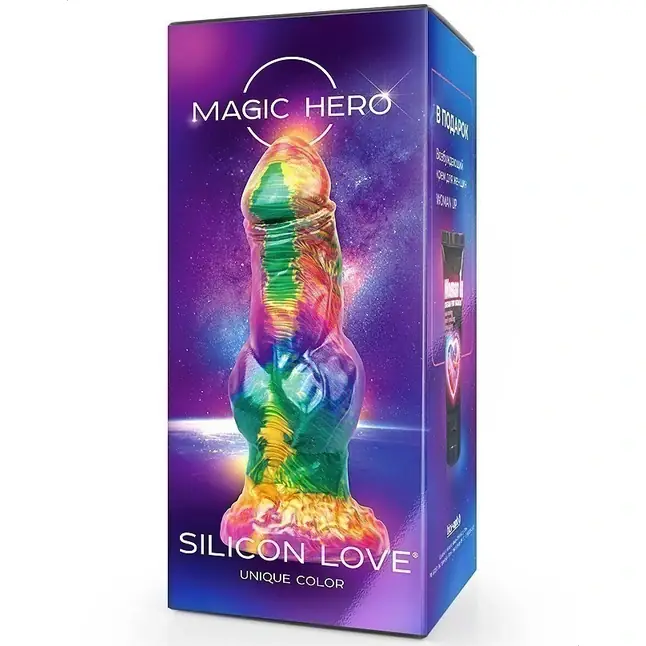 Разноцветный фантазийный фаллоимитатор на присоске - 24 см - MAGIC HERO. Фотография 5.