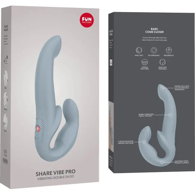 Серый безремневой страпон Share Vibe Pro. Фотография 2.