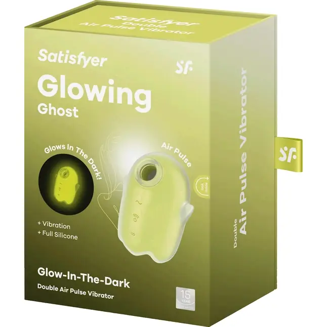 Желтый люминесцентный вакуум-волновой стимулятор клитора Glowing Ghost. Фотография 2.