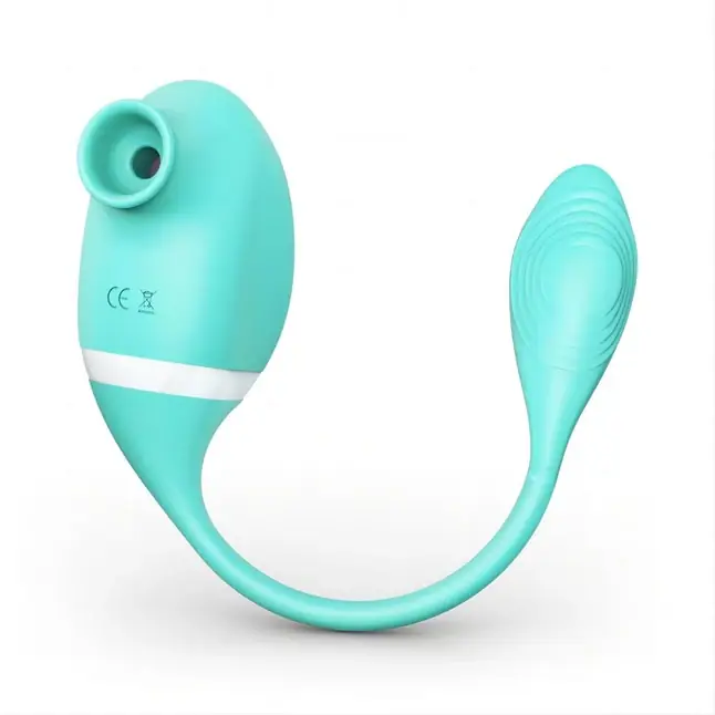 Мятный вакуумный вибростимулятор Tadpole Vibrating Dual Stimulation с виброхвостиком