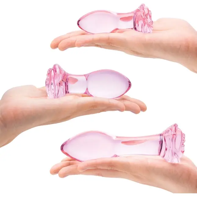 Набор из 3 стеклянных анальных пробок Rosebud Butt Plug Set. Фотография 5.