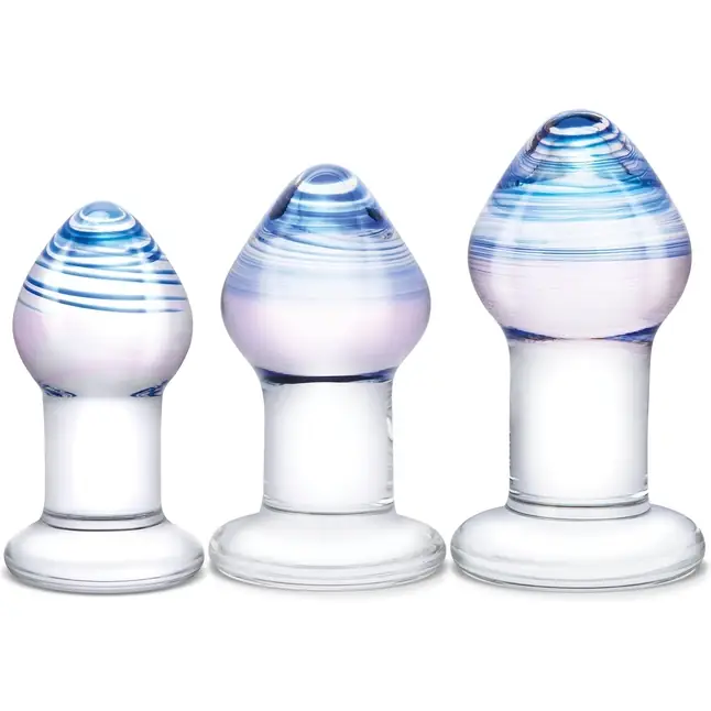 Набор из 3 стеклянных анальных пробок Pleasure Droplets Plug Set