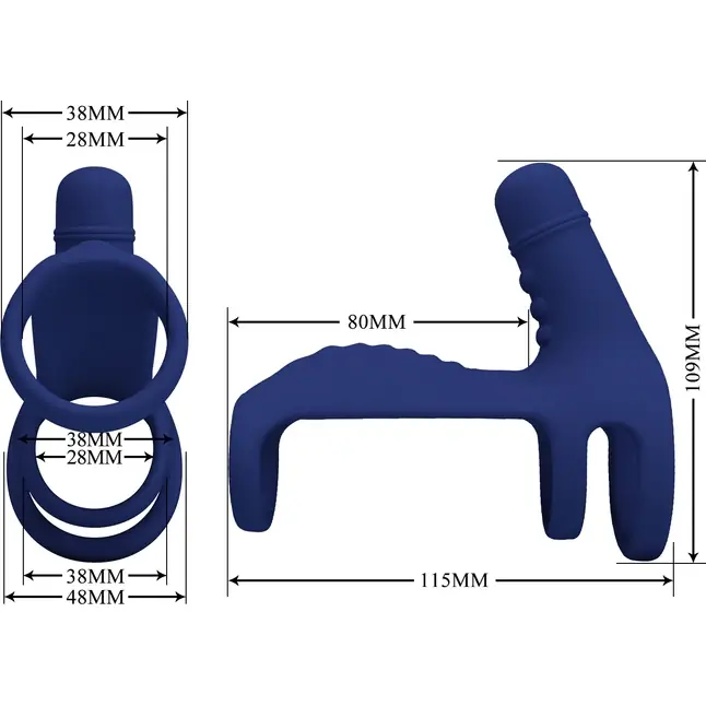Синяя вибронасадка на пенис Vibrating Penis Sling - Pretty Love. Фотография 3.