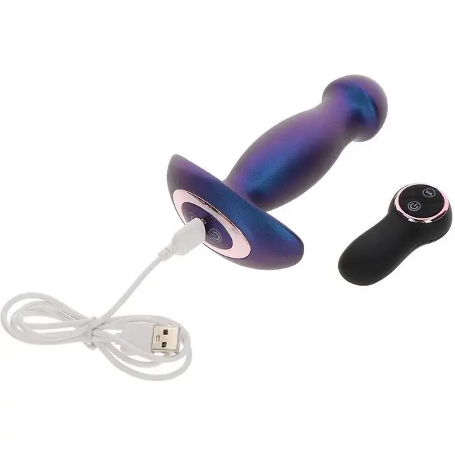Синяя анальная вибропробка Buttocks The Wild Magn Pulse Vibrating Plug - 15 см. Фотография 4.