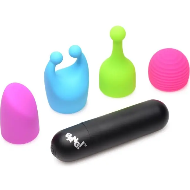 Вибропуля с 4 эластичными насадками Rechargeable Bullet With 4 Attachments - Bang!