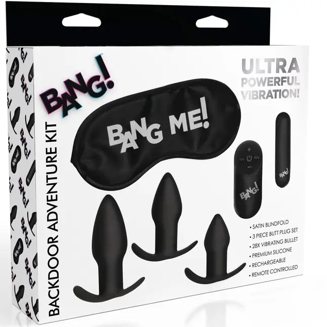 Набор для анальной стимуляции 28X Backdoor Adventure Remote Control 3 Piece Butt Plug Vibe Kit - Bang!. Фотография 2.