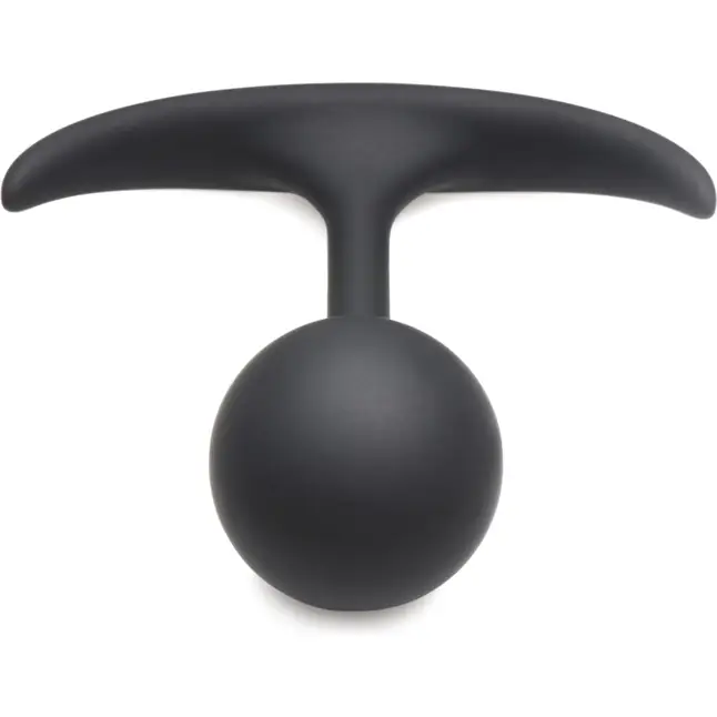 Черная анальная пробка с утяжелением Premium Silicone 3.3 Weighted Round Plug - 8,4 см - Heavy hitters. Фотография 4.