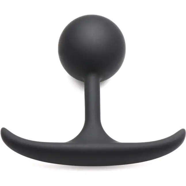 Черная анальная пробка с утяжелением Premium Silicone 3.3 Weighted Round Plug - 8,4 см - Heavy hitters