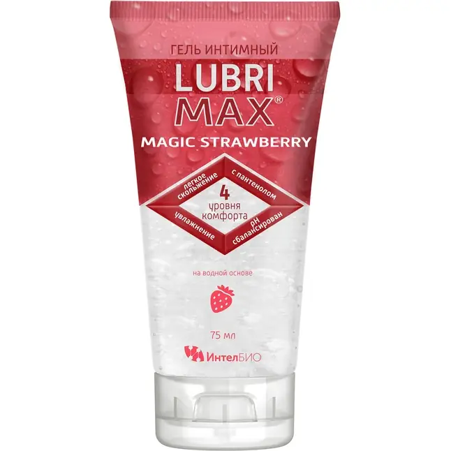 Интимный гель-смазка на водной основе Lubrimax Magic Strawberry - 75 мл