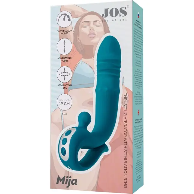 Зеленый вибратор с функцией Up Down и стимулирующим кольцом Mija - 19 см. Фотография 12.