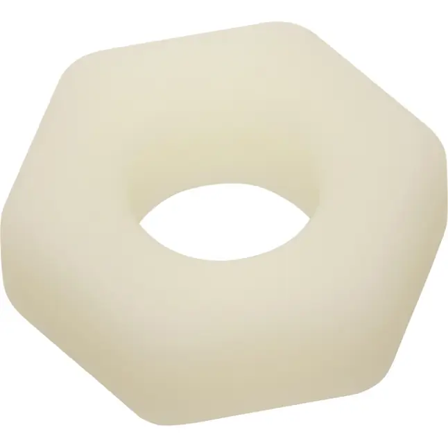 Белое люминесцентное эрекционное кольцо Glow-In-The-Dark Liquid Silicone Prolong Sexagon Ring - Alpha. Фотография 5.