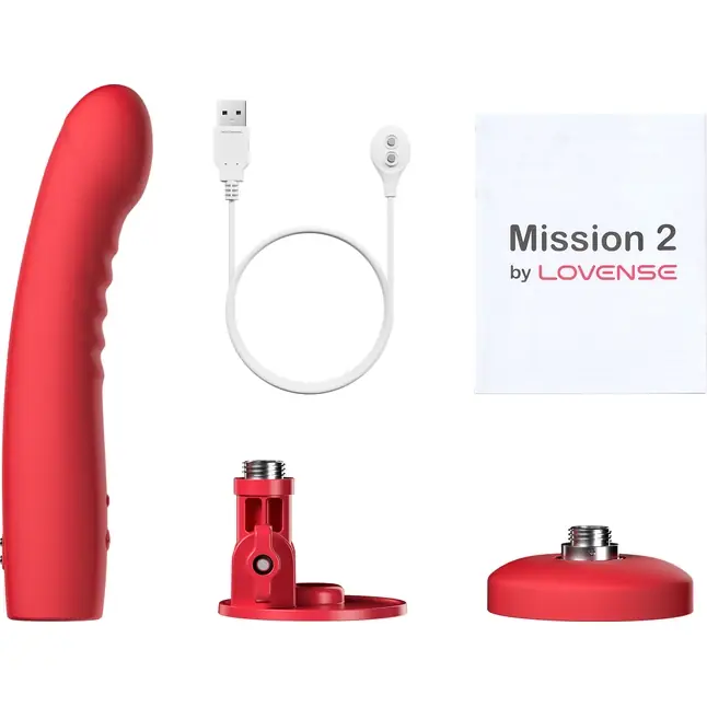 Красный вибратор Mission 2 с технологией Touch-Sense - 20 см. Фотография 6.