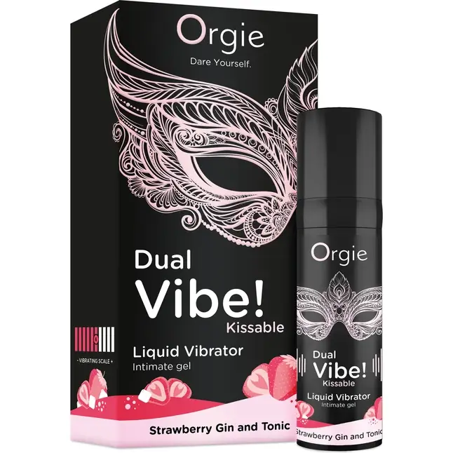 Съедобный жидкий вибратор Dual Vibe! со вкусом клубничного джина с тоником - 15 мл. Фотография 3.