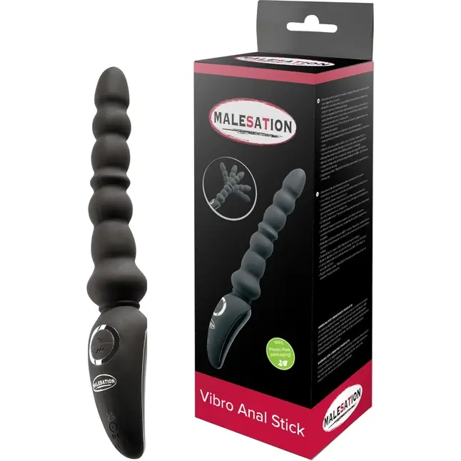 Черный анальный вибростимулятор Vibro Anal Stick - 23,5 см. Фотография 3.